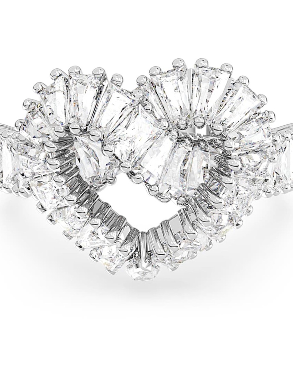 New Swarovski Matrix Crystal Heart Ring, Mixed Cuts, Rhodium Plated